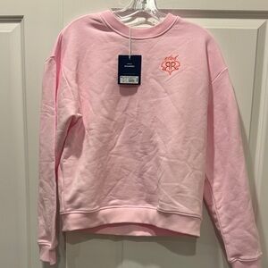 Roller Rabbit Pink Crewneck Sweatshirt with Embroidered Chest Logo